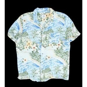Marine Layer Short Sleeve Button Up Floral Hawaiian Shirt Tropical Size Medium